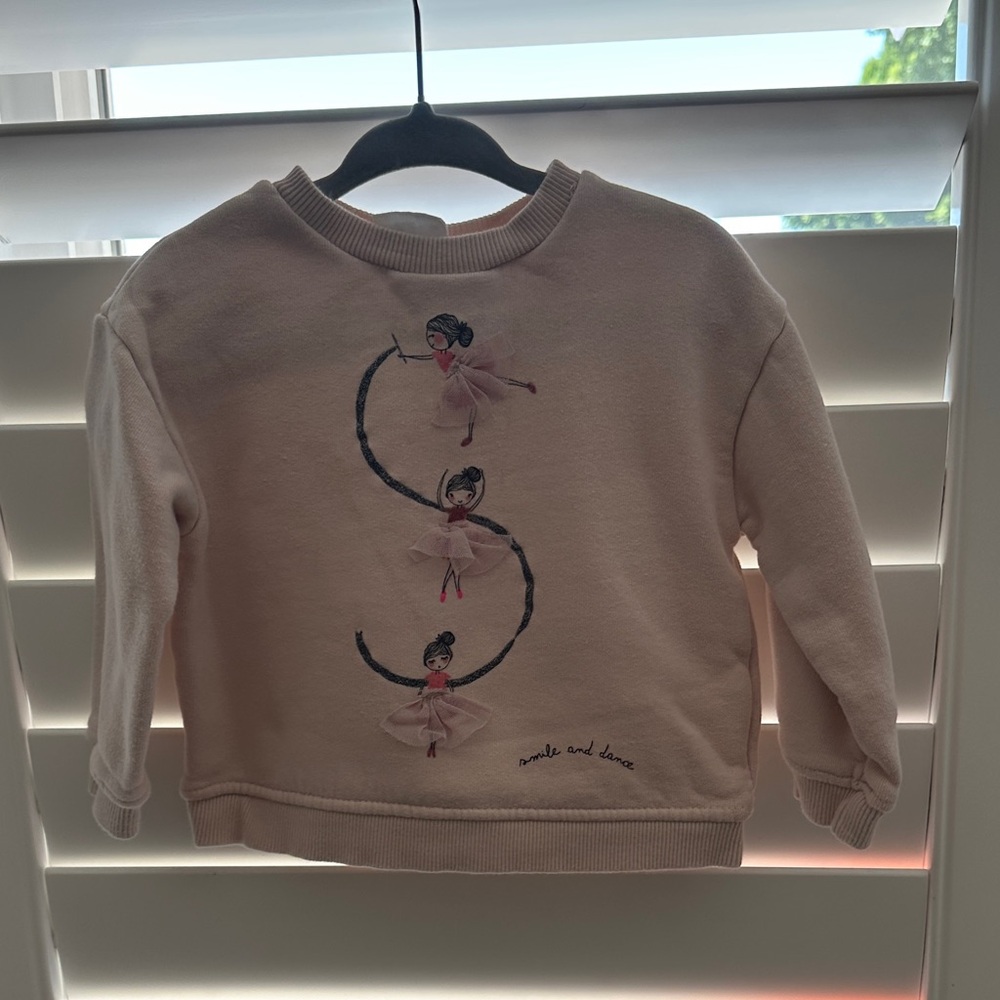 Zara Light Pink Girls' Sweatshirt with Dancer Design